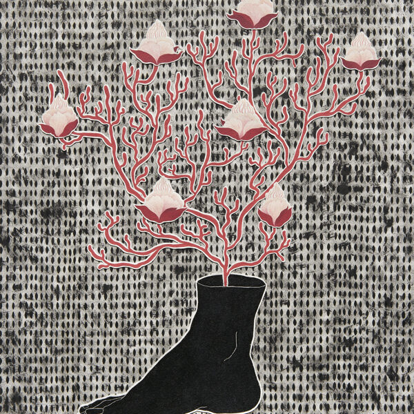 GROW  43 cm x 58 cm (framed) oil / paper / applique technique 2022 Available